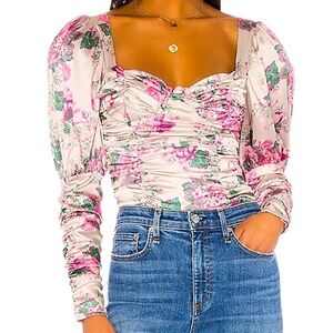 For Love & Lemons Palais Floral Crop Top in Gris - XS